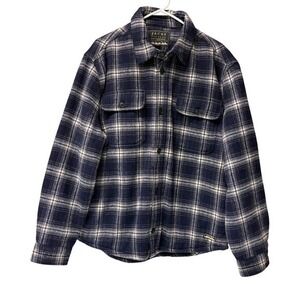 Jachs New York Mens Plaid Flannel Lined Shirt Jacket Size XL Blue Gray Shacket